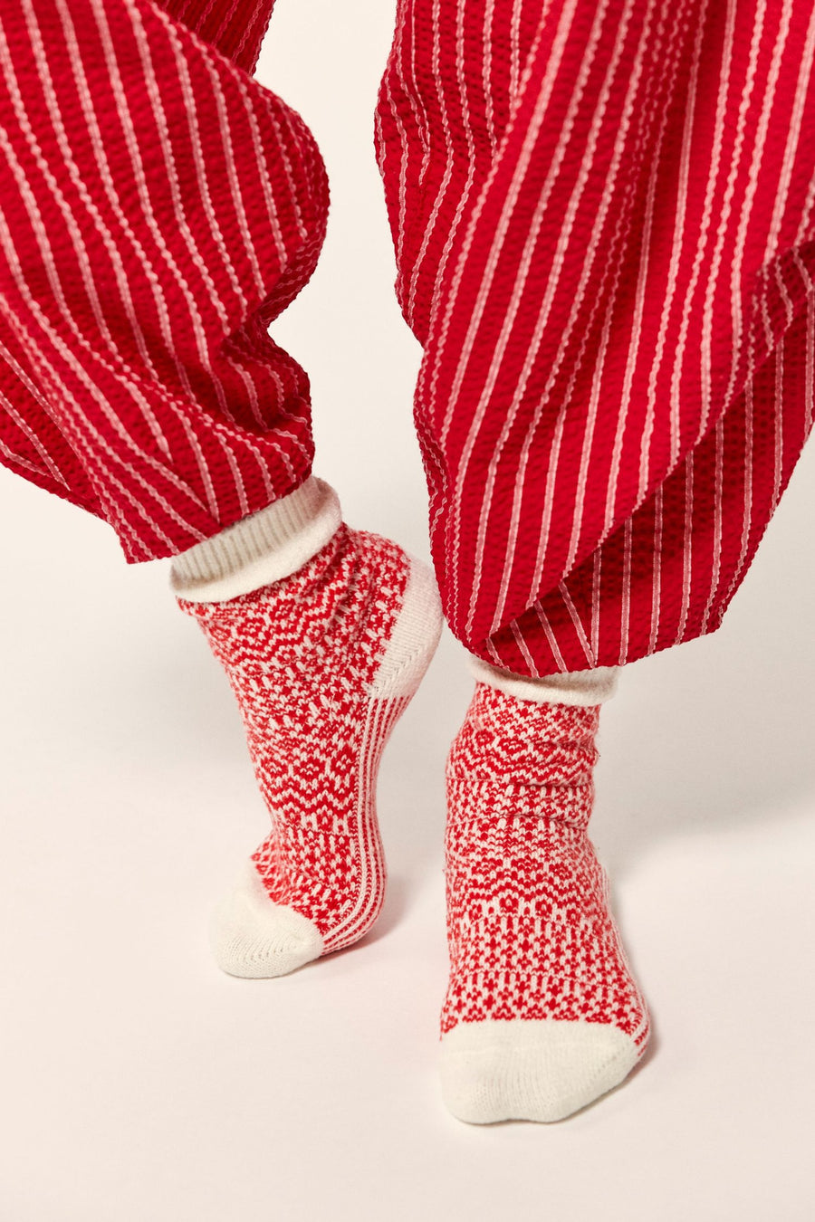 Free People Nordic Knit Sock Pack in Red Combo – back view