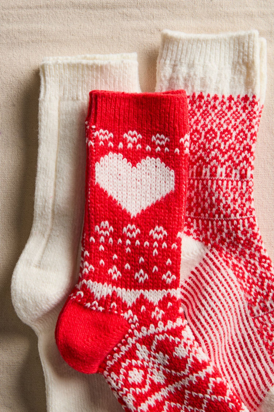 Free People Nordic Knit Sock Pack in Red Combo – front view