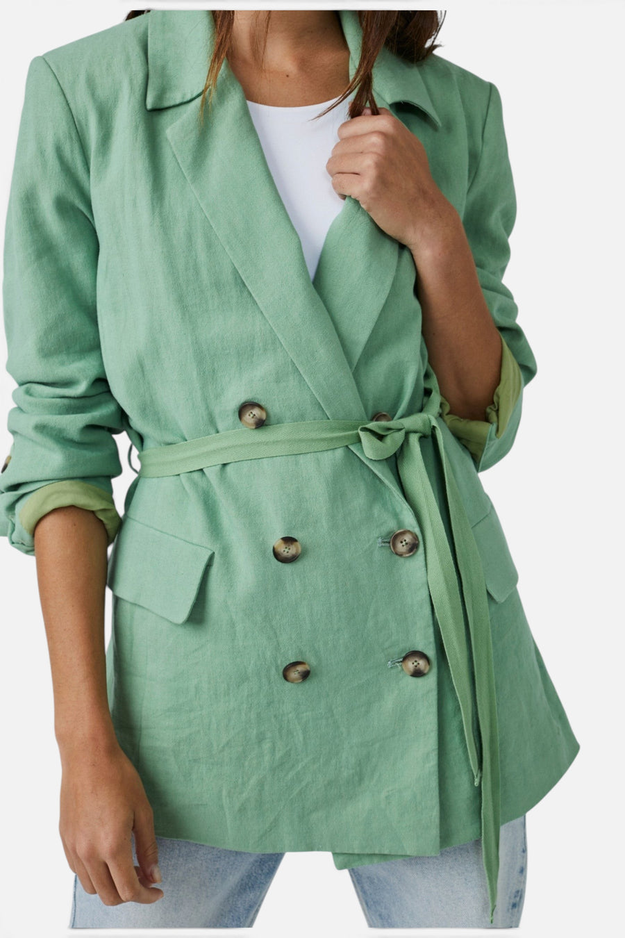 Free People Olivia Blazer in Grassland – back view