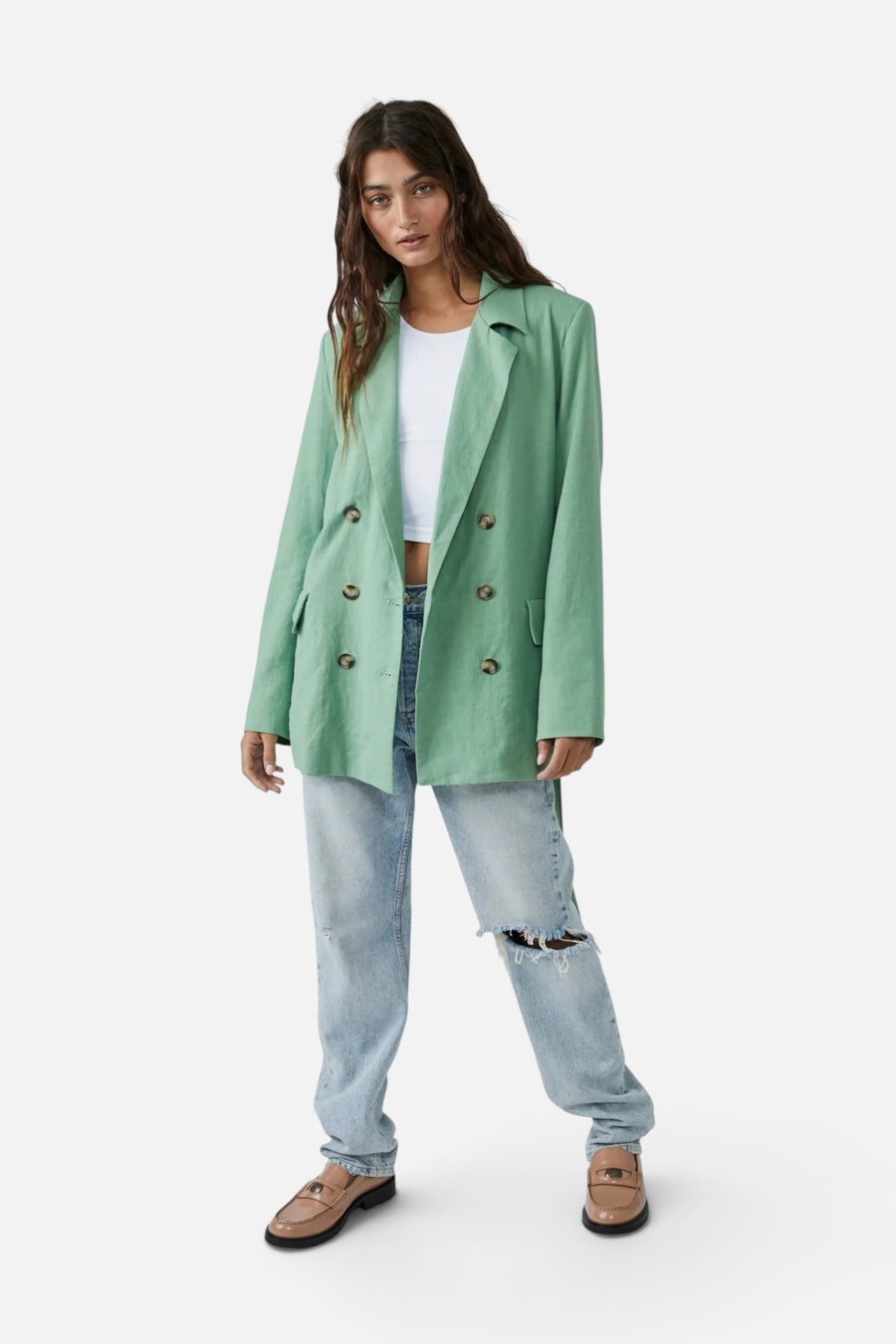 Free People Olivia Blazer in Grassland – front view