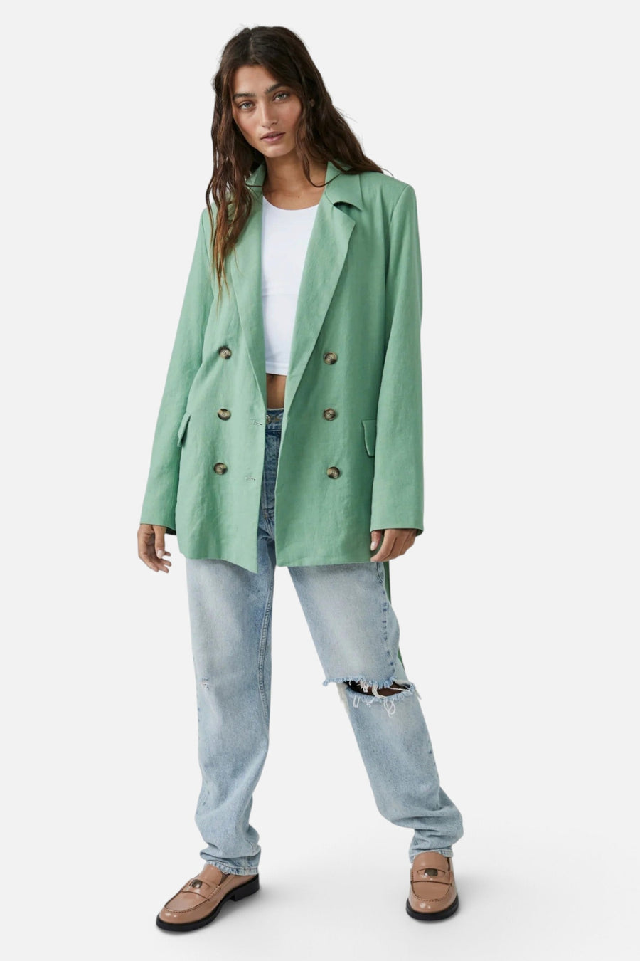 Free People Olivia Blazer in Grassland – side view