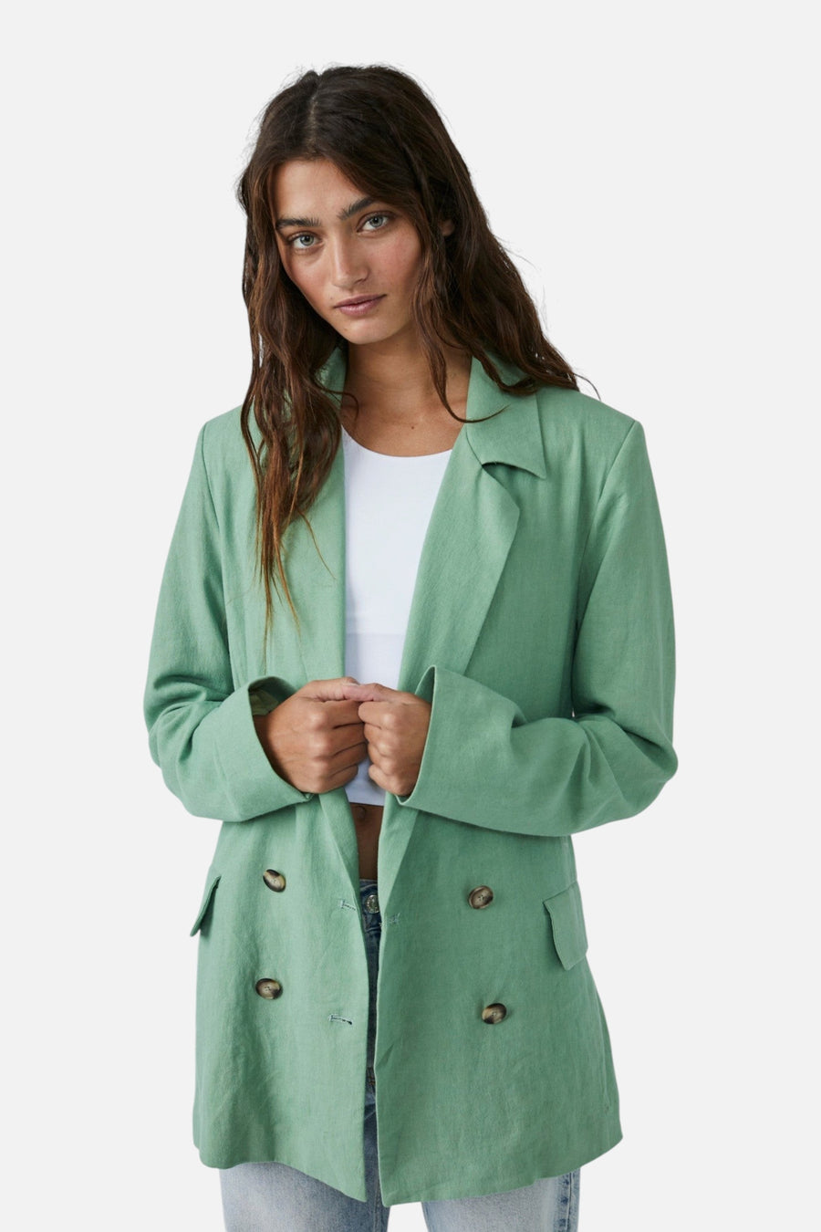 Free People Olivia Blazer in Grassland – side view