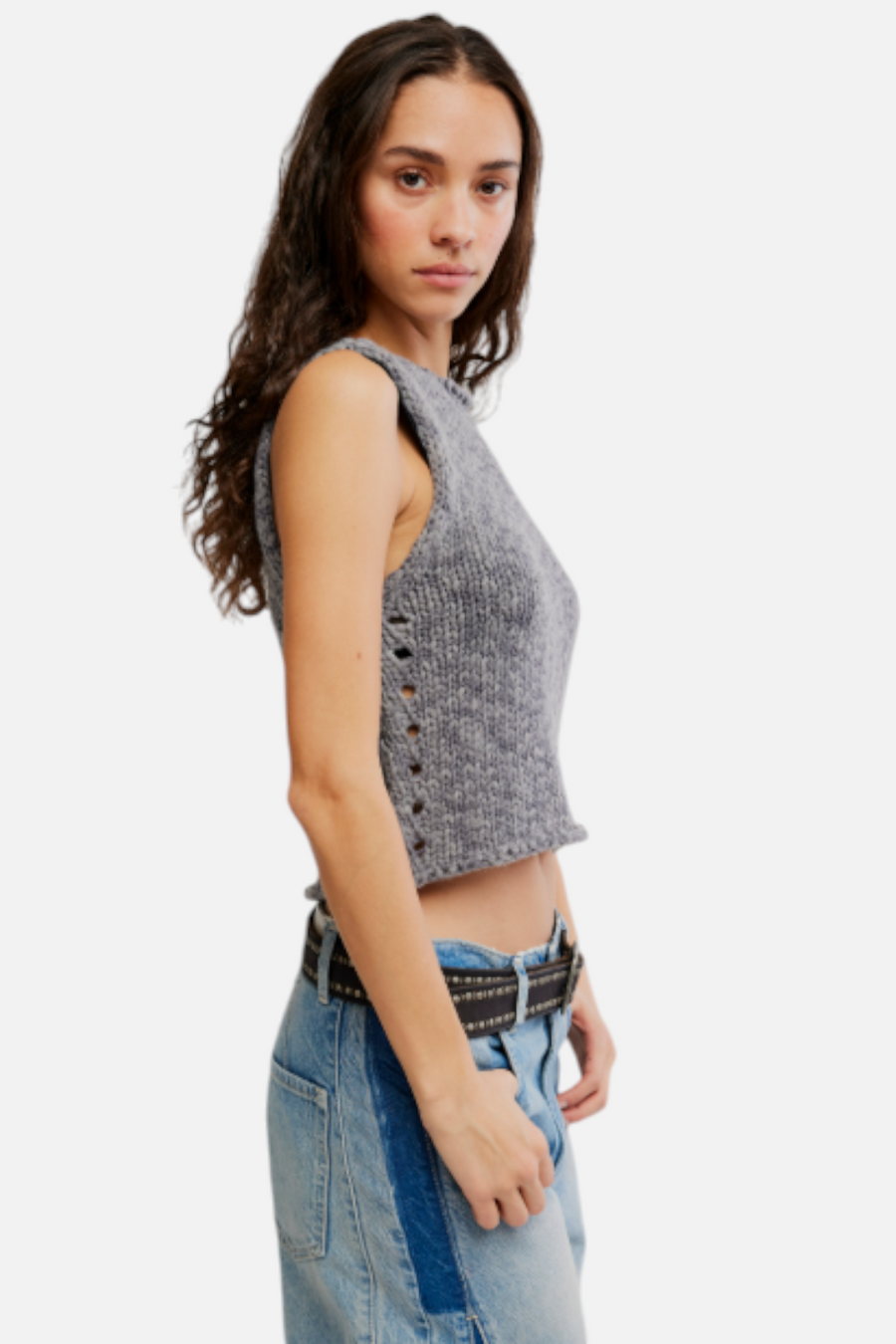 Free People Opal Knit Tank in Steel Grey – back view