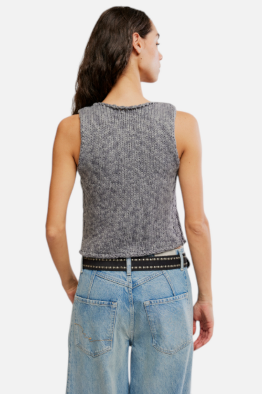 Free People Opal Knit Tank in Steel Grey – side view