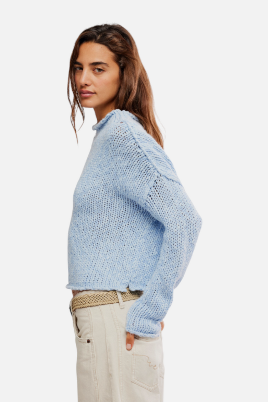 Free People Opal Sweater in Cashmere Blue – back view