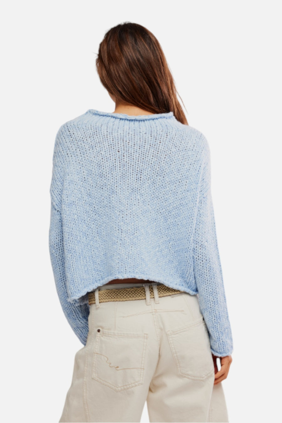 Free People Opal Sweater in Cashmere Blue – on model