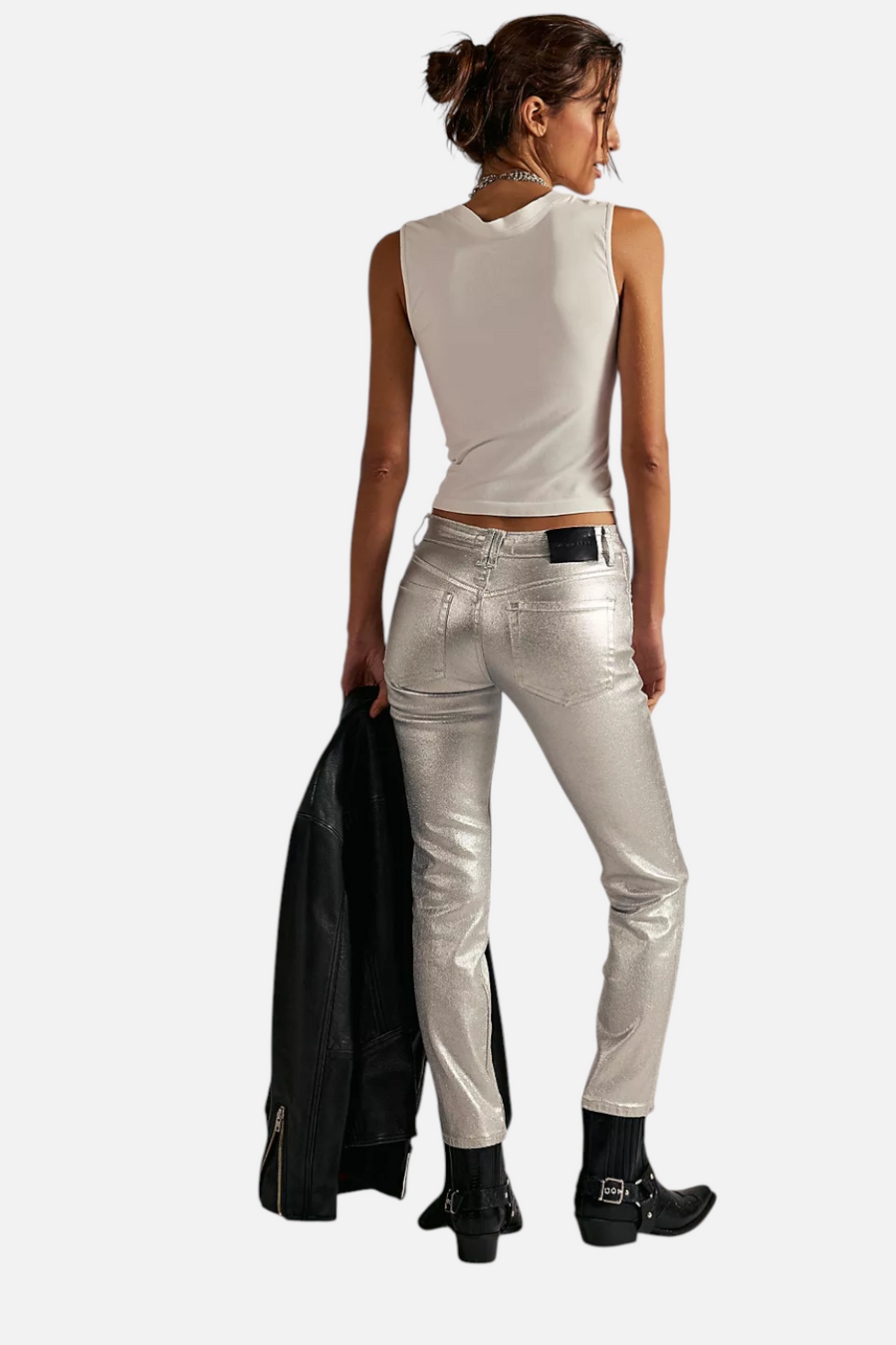 Free People Oracle Metallic Pant in Divine – back view