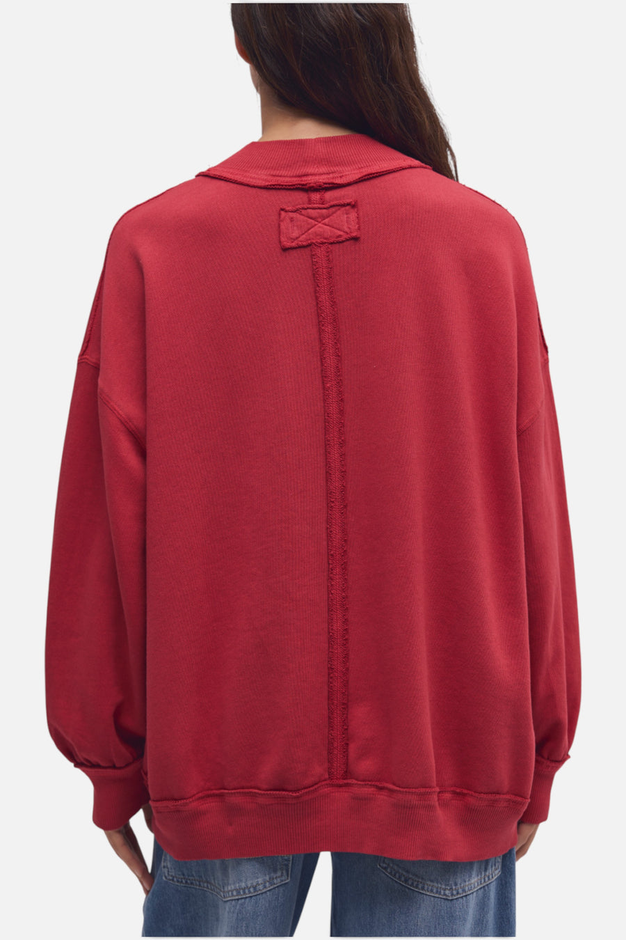 Free People Palm Springs Turtleneck Sweatshirt in Salsa – back view