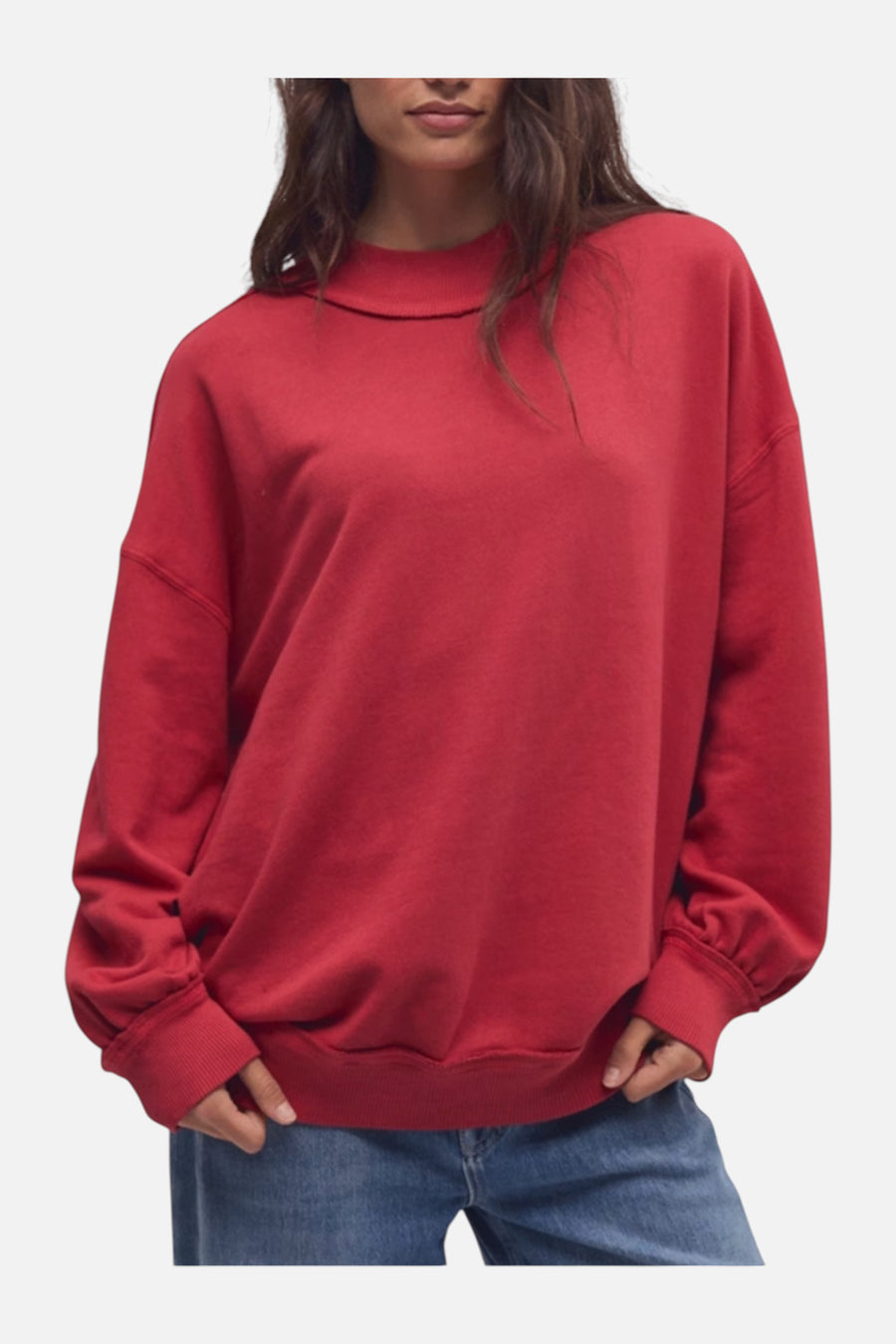 Free People Palm Springs Turtleneck Sweatshirt in Salsa – front view