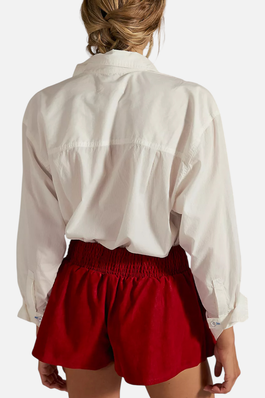 Free People Paradise Found Suede Skort in Rhythmic Red – back view