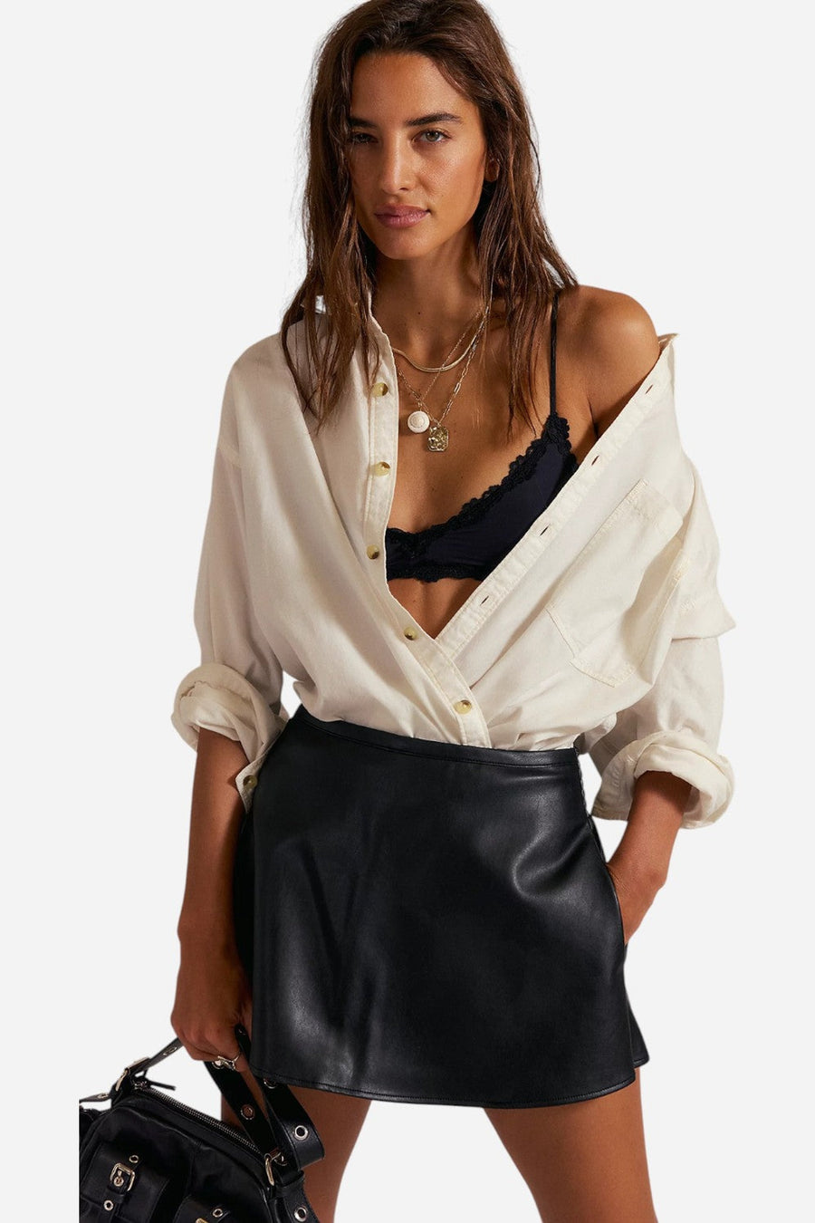 Free People Paradise Found Vegan Skort in Black – side view