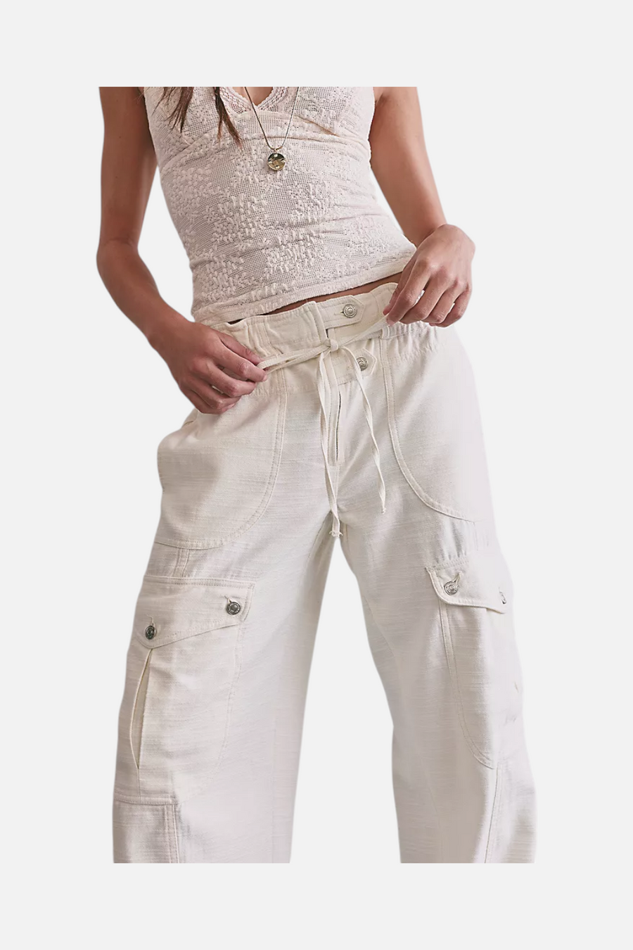 Free People Park Ave Pant in Ivory – back view