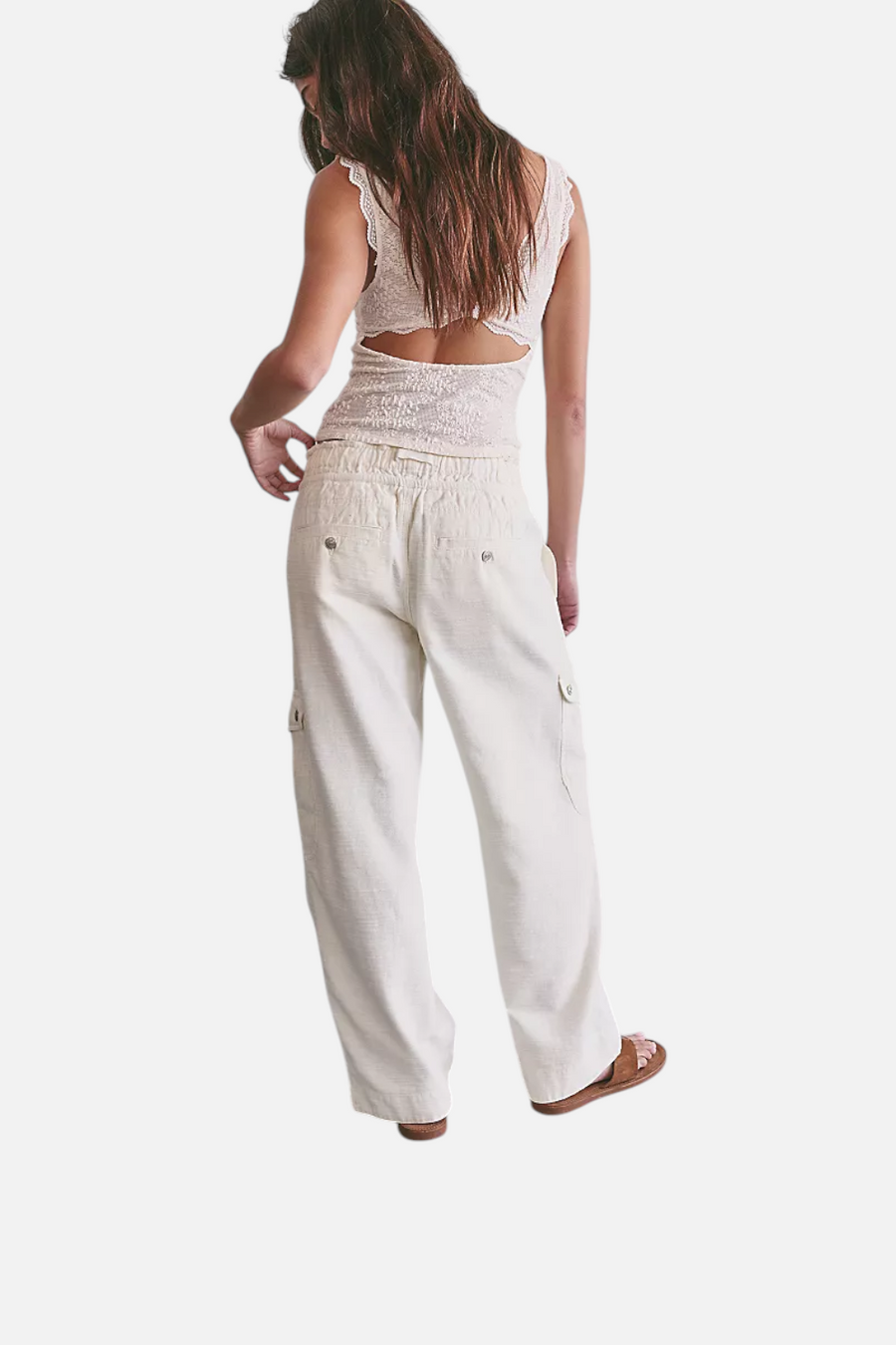 Free People Park Ave Pant in Ivory – side view
