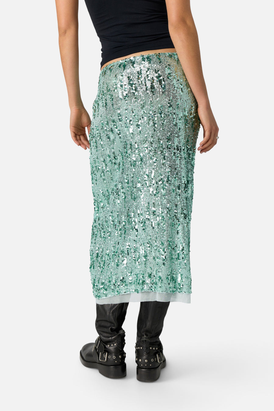 Free People Party Trick Half Slip in Fairest Jade – back view