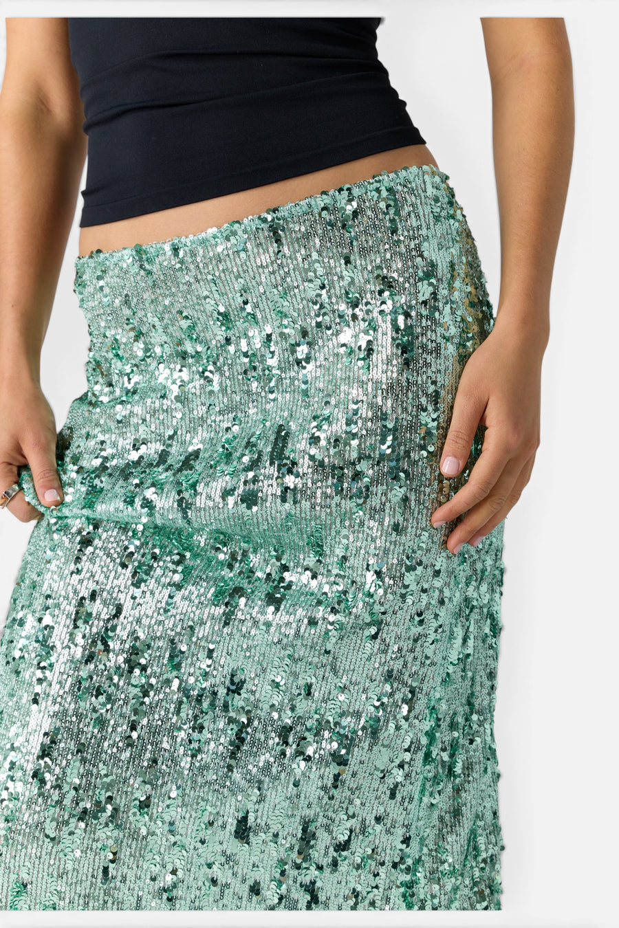 Free People Party Trick Half Slip in Fairest Jade – detail