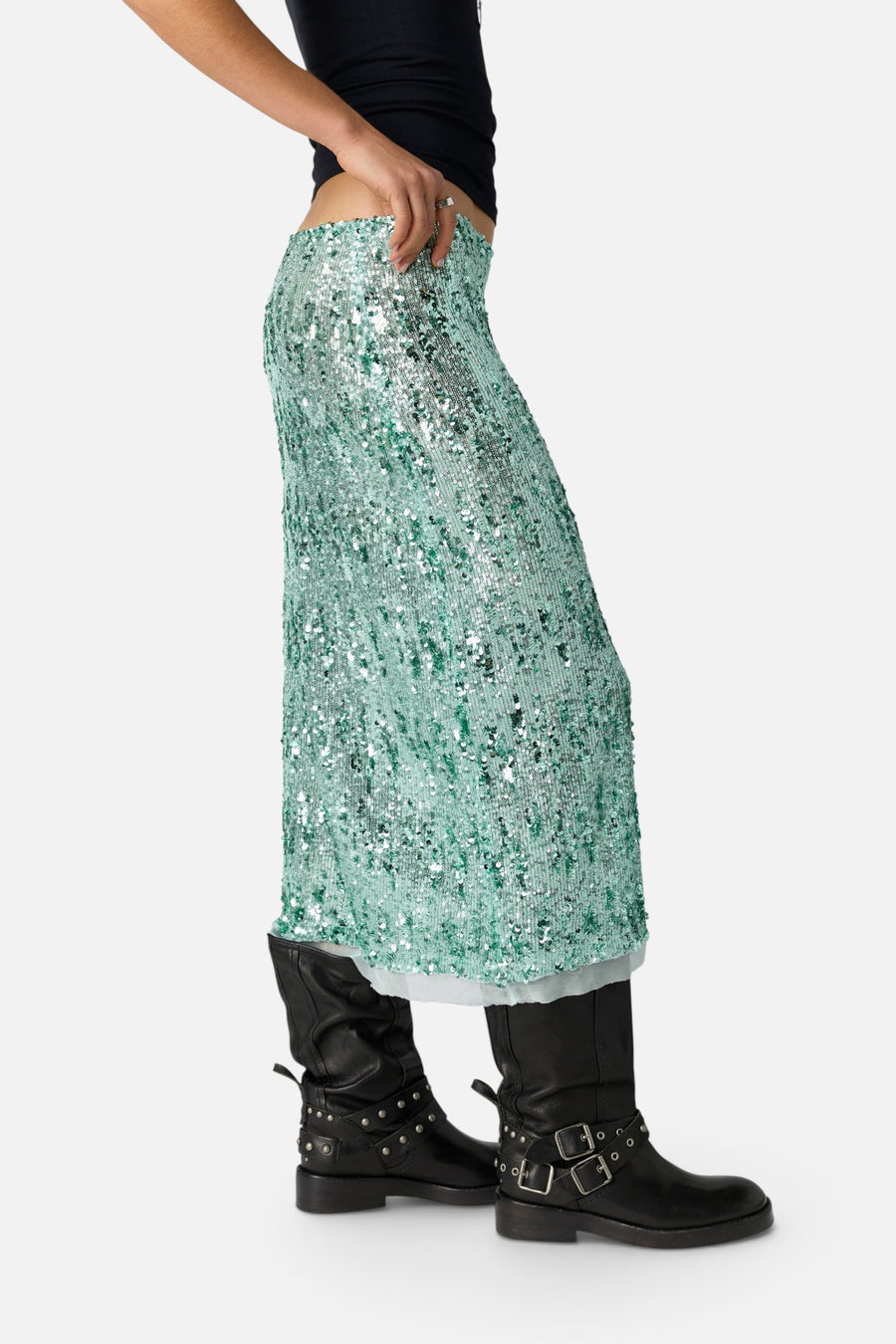 Free People Party Trick Half Slip in Fairest Jade – side view
