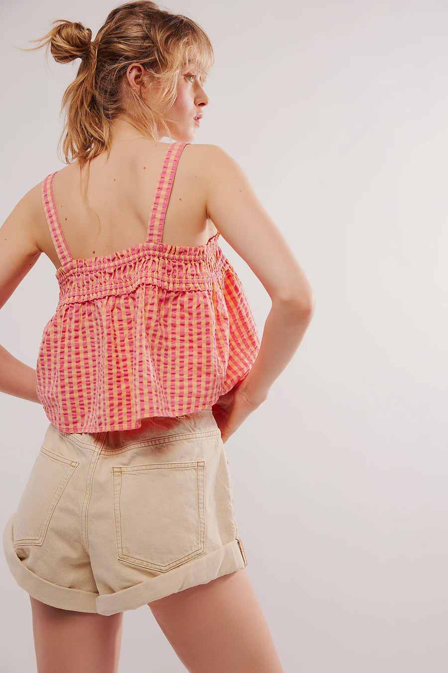 Free People Picnic Party Top in Pink Combo – back view