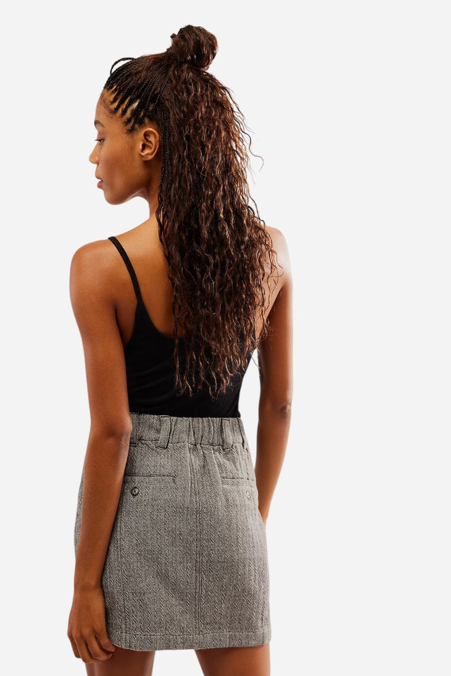 Free People Pop Preppy Mini Skirt in Gray – side view