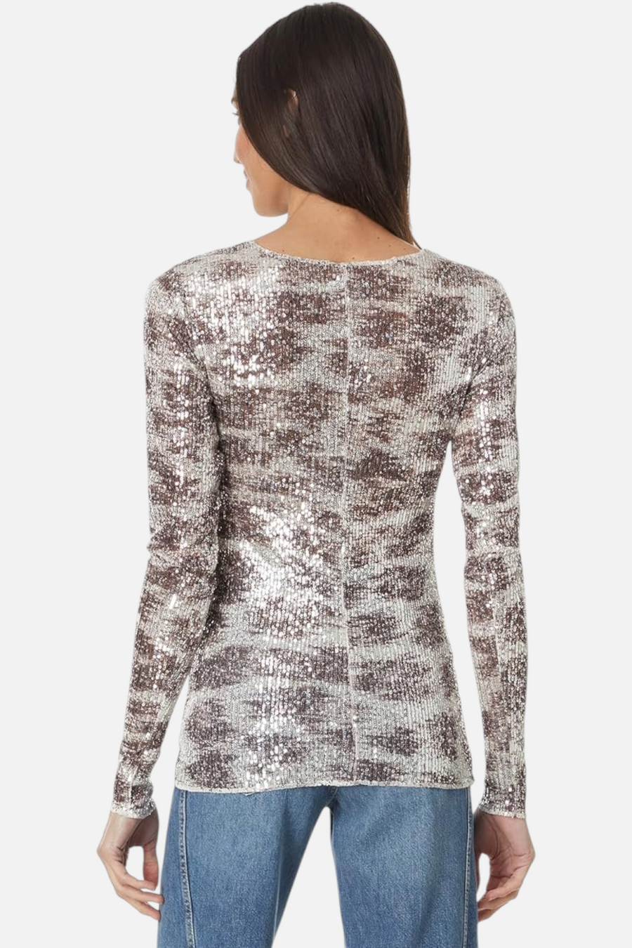 Free People Printed Gold Rush Long Sleeve in Alabaster – back view