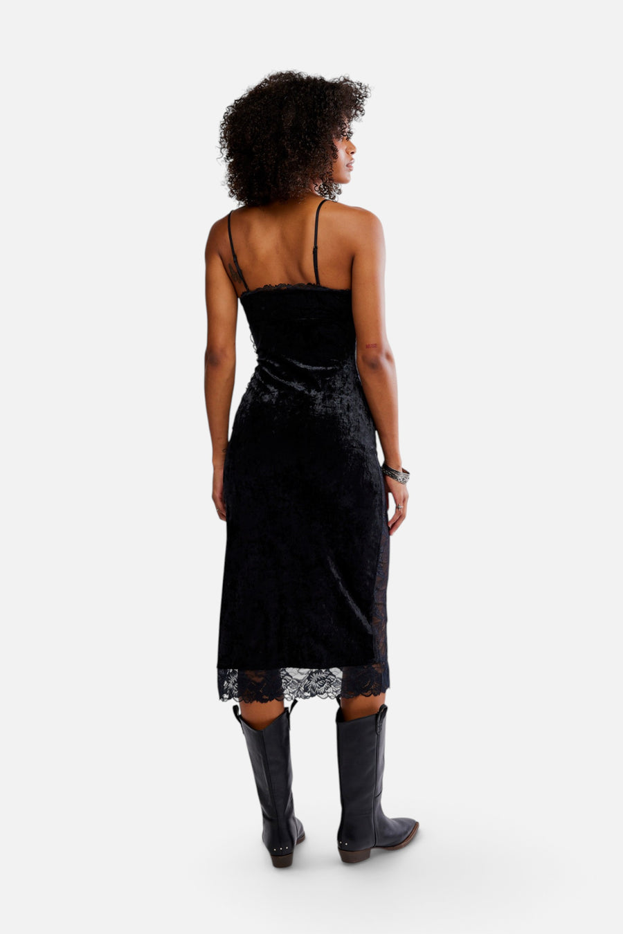 Free People Raise A Toast Midi Slip in Black – side view
