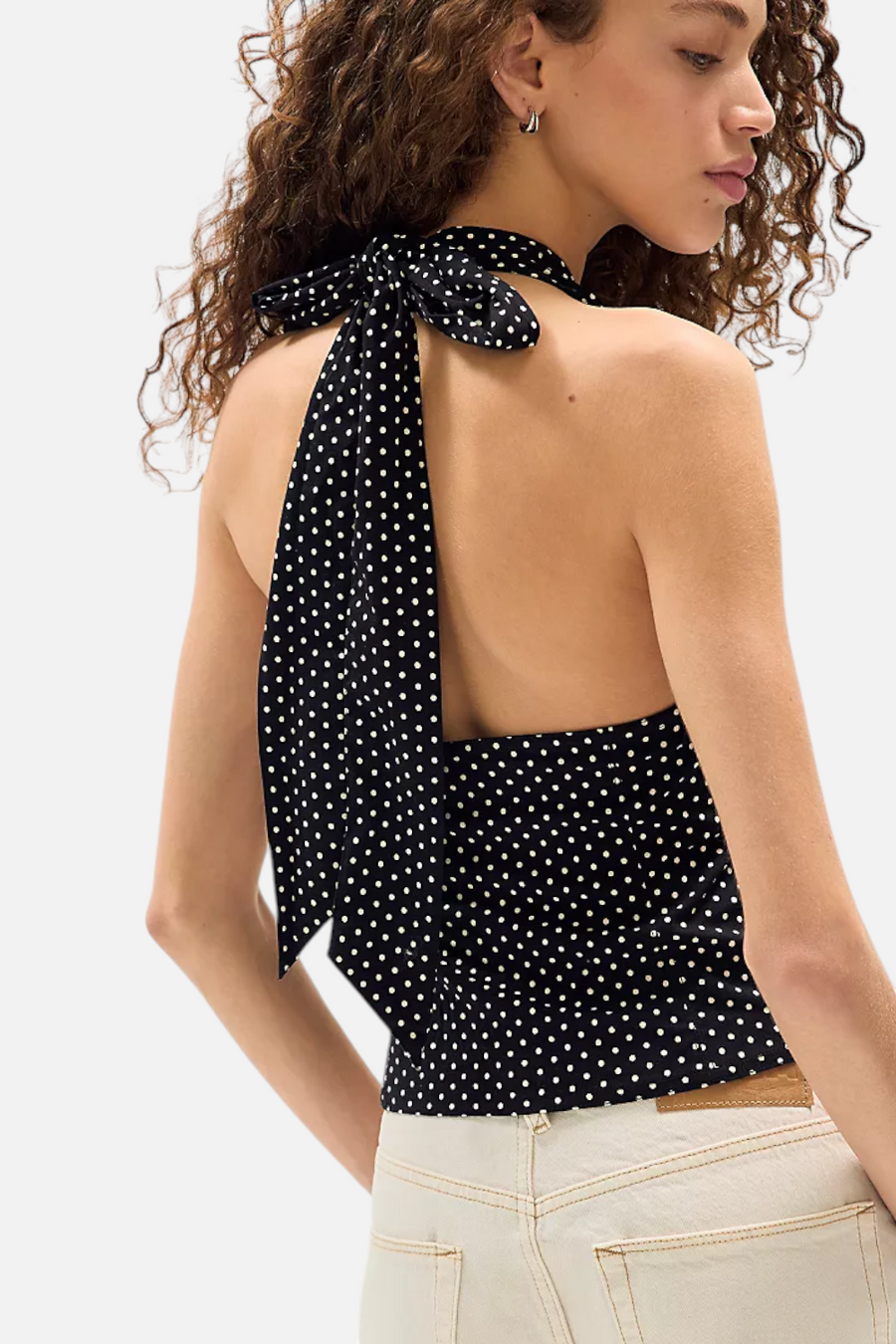 Free People Ramona Printed Halter Top in Black – back view