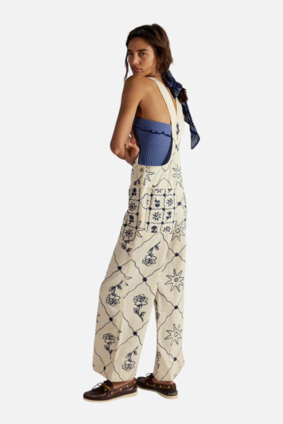 Free People Rising Sun Overall in Solar Ecru – back view