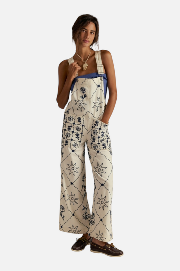 Free People Rising Sun Overall in Solar Ecru