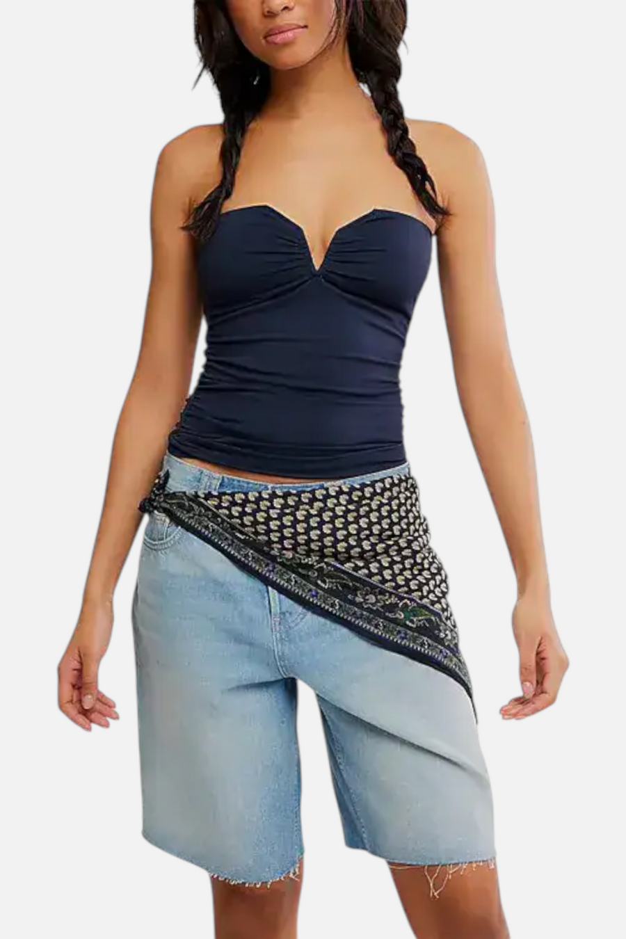 Free People Round Two Tube Top in Black – front view