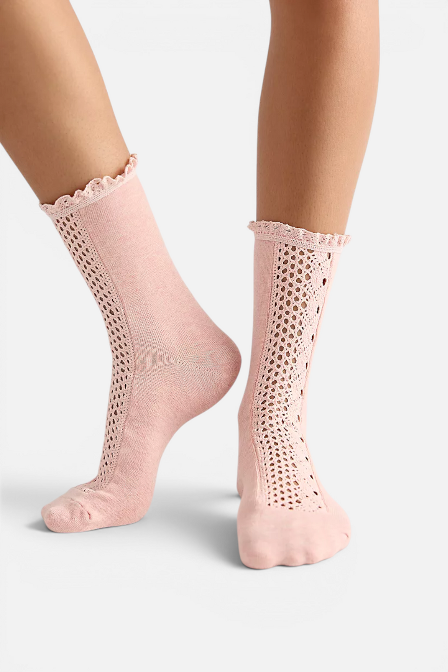 Free People Rubies Crochet Socks in Strawberry – front view
