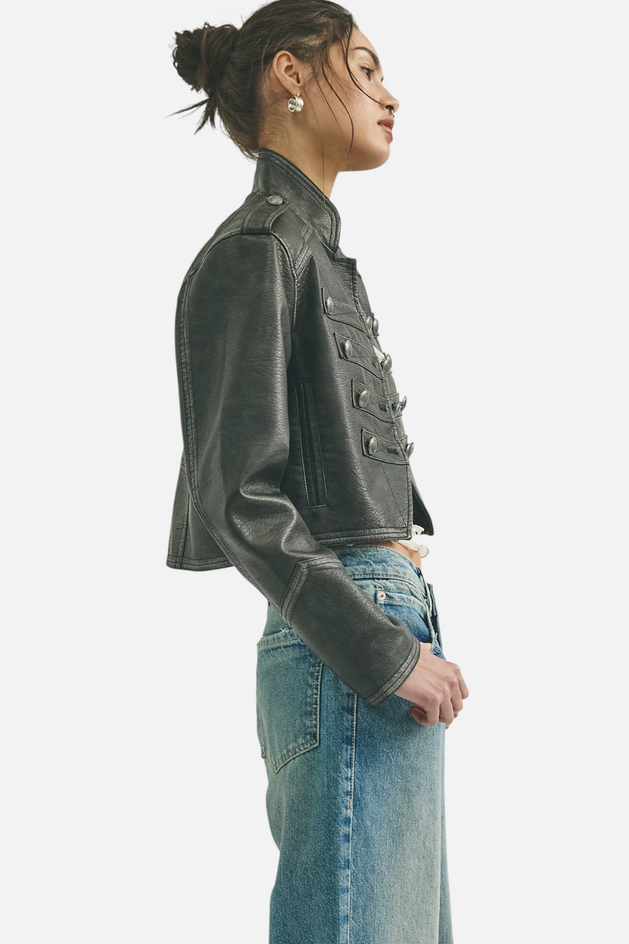 Free People Ryland Vegan Band Jacket in Black – detail