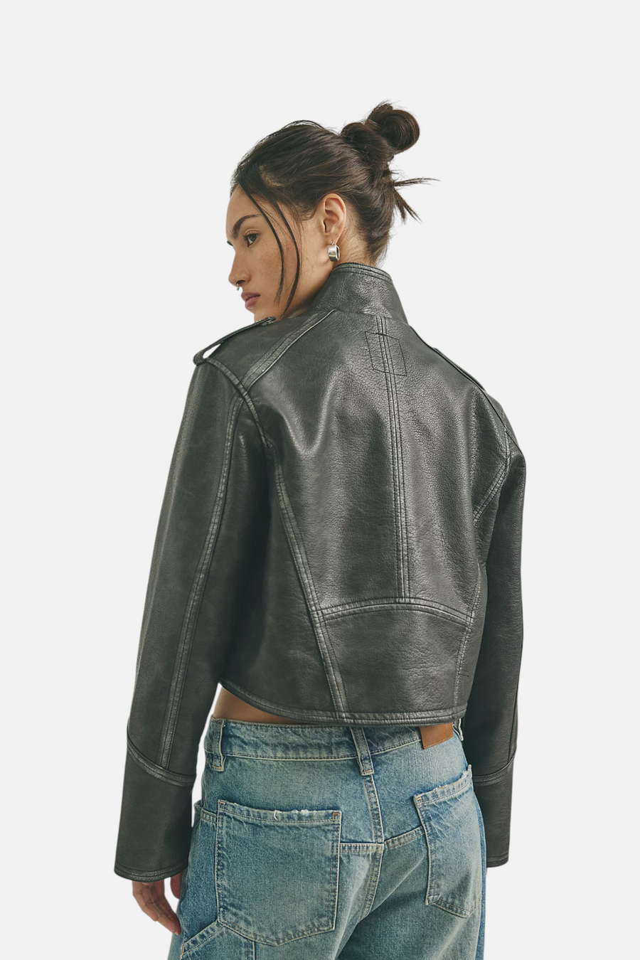 Free People Ryland Vegan Band Jacket in Black – flat lay