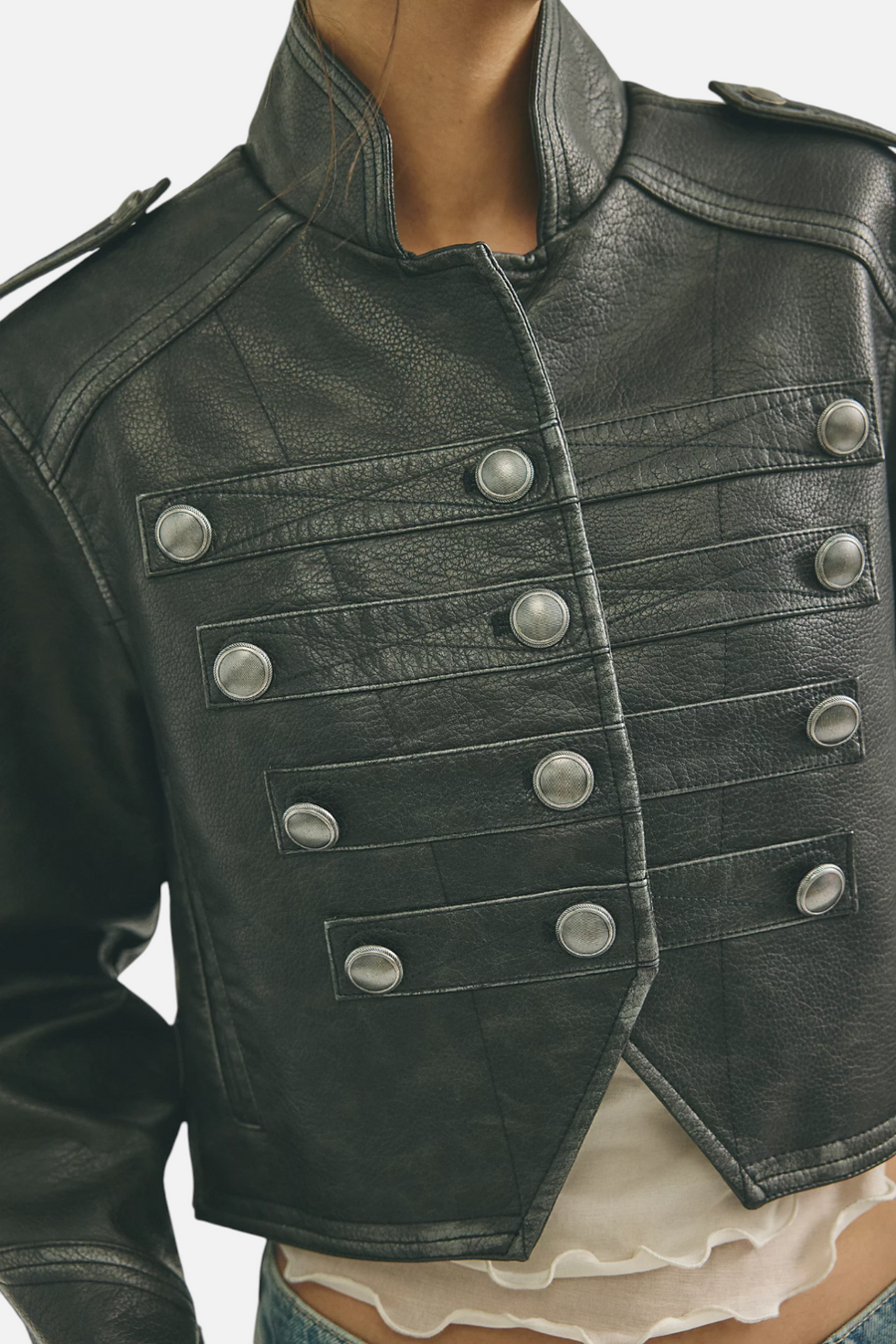 Free People Ryland Vegan Band Jacket in Black – side view