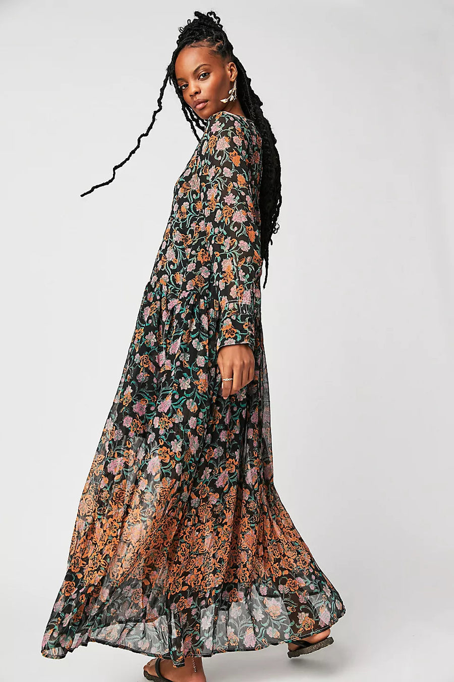 Free People See It Through Dress in Black Combo – back view