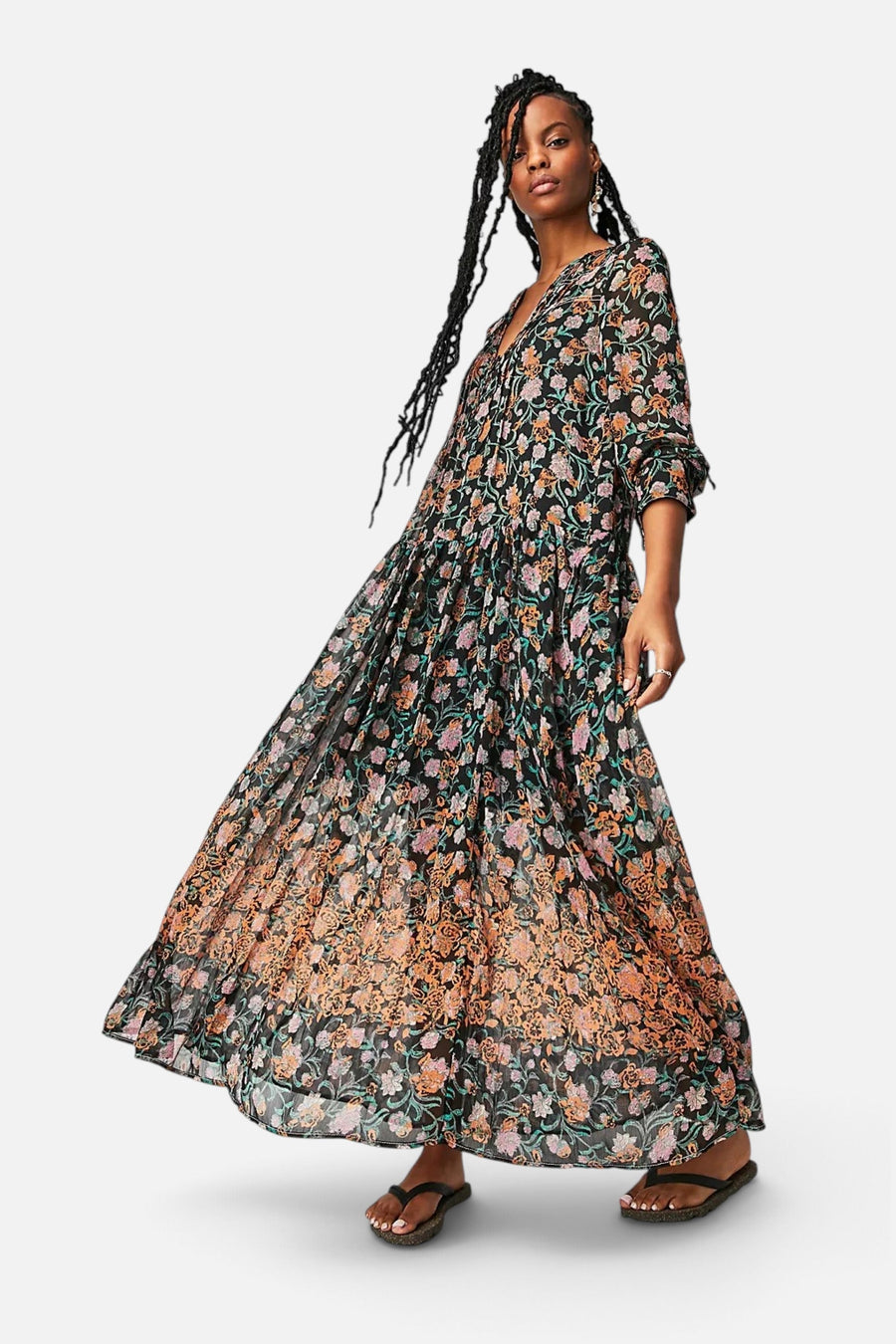 Free People See It Through Dress in Black Combo – side view