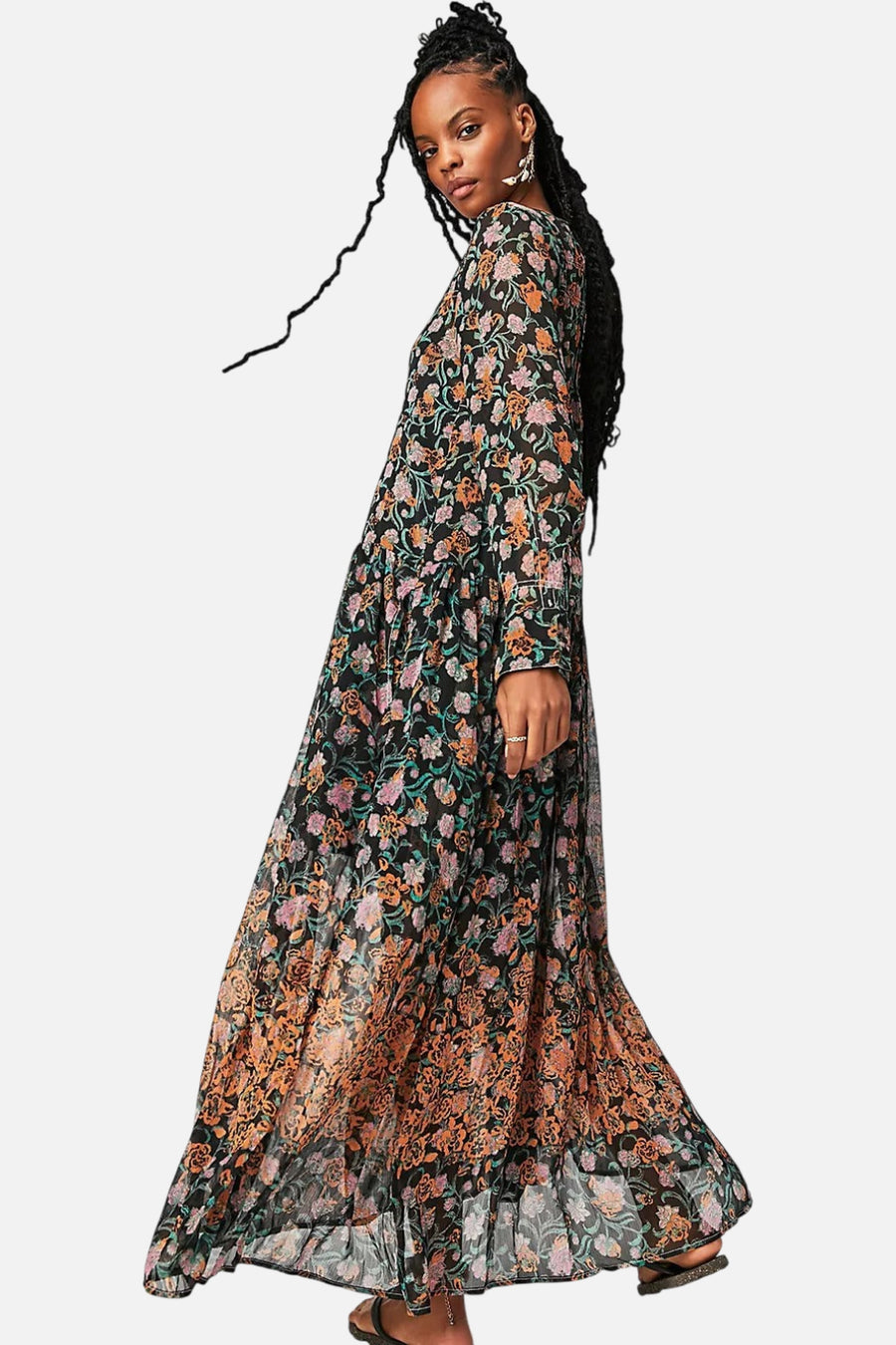Free People See It Through Dress in Black Combo – side view