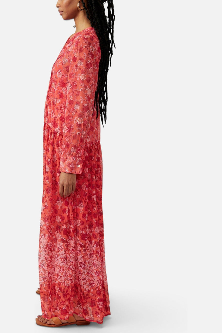 Free People See It Through Dress in Coral Combo – back view