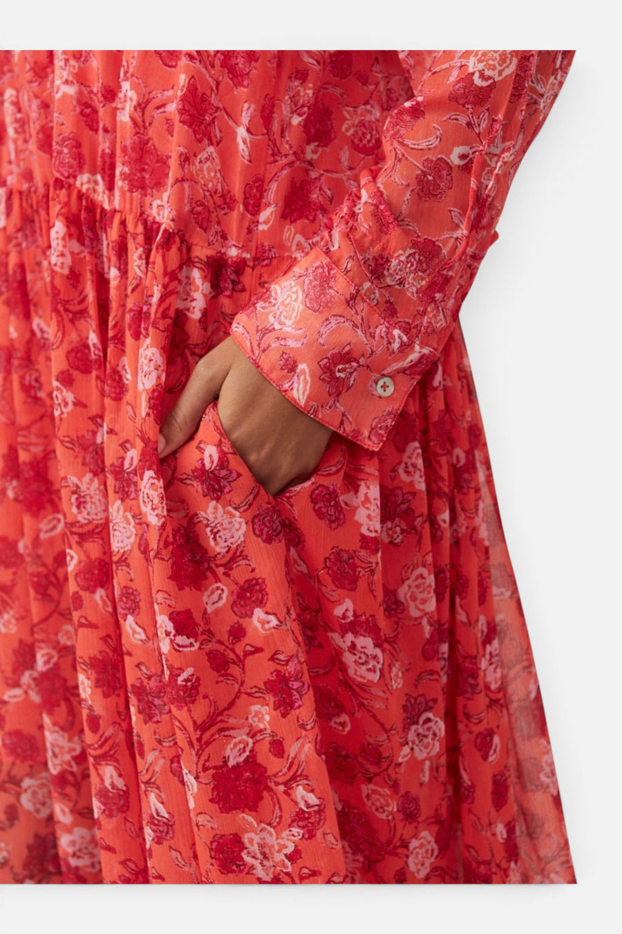 Free People See It Through Dress in Coral Combo – detail