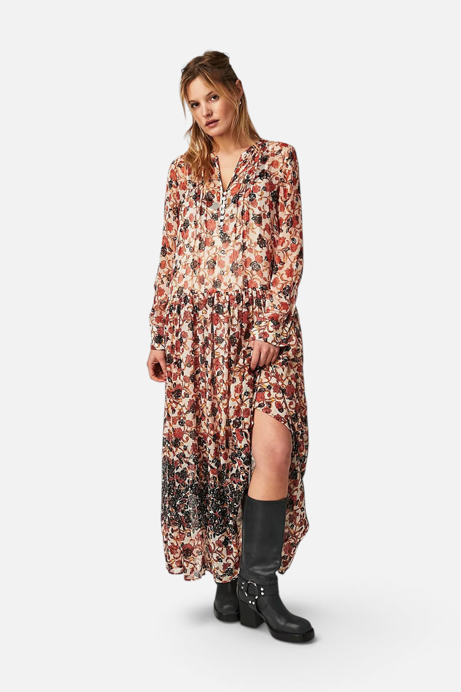 Free People See It Through Dress in Tea Combo – back view