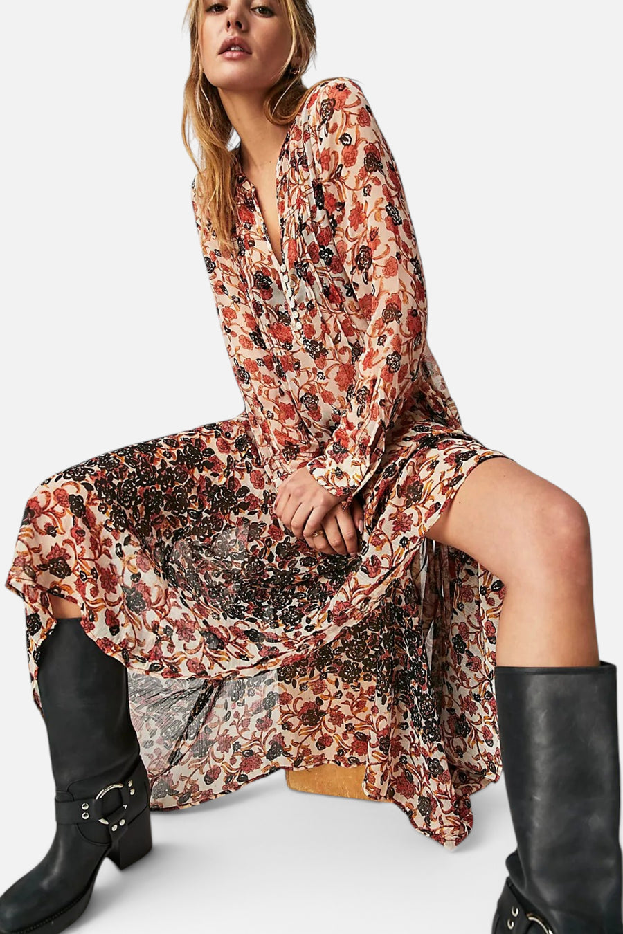 Free People See It Through Dress in Tea Combo – front view