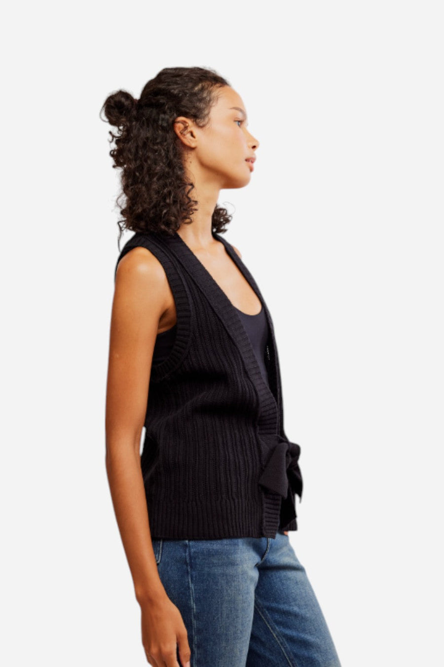 Free People Selma Vest in Black – back view
