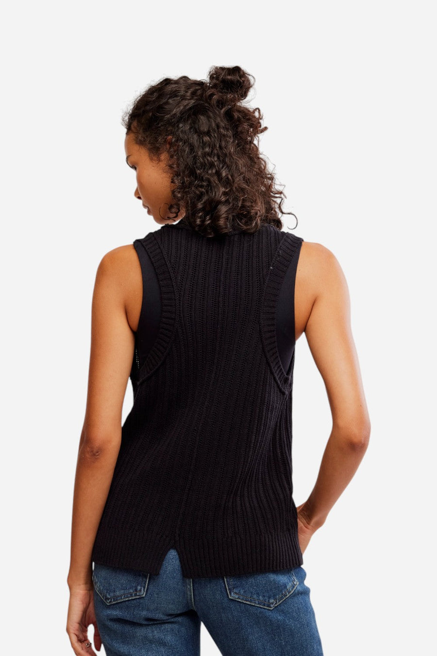 Free People Selma Vest in Black – side view