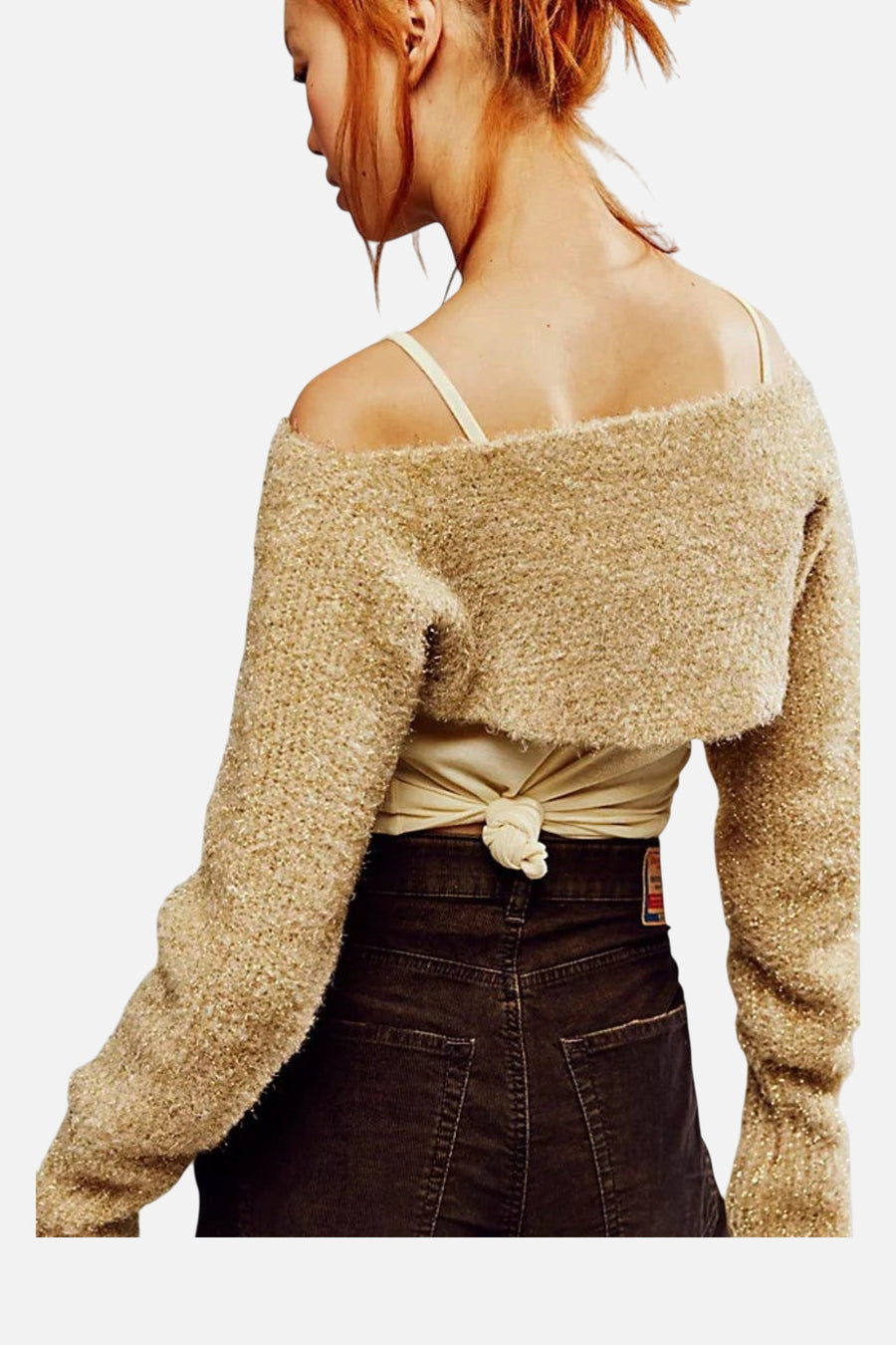 Free People Shimmer Bolero in Golden Combo – side view