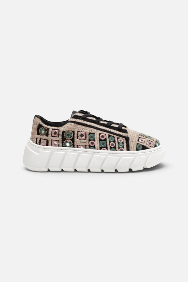 Free People Shoes Catch Me If You Can Crochet Sneakers in Black Mirror Combo