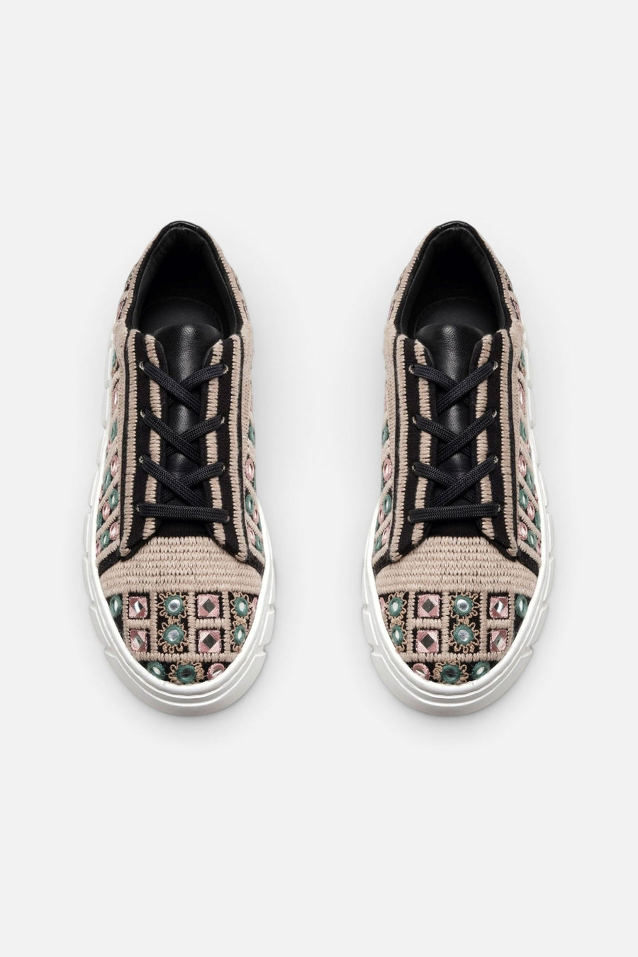 Free People Shoes Catch Me If You Can Crochet Sneakers in Black Mirror Combo – side view