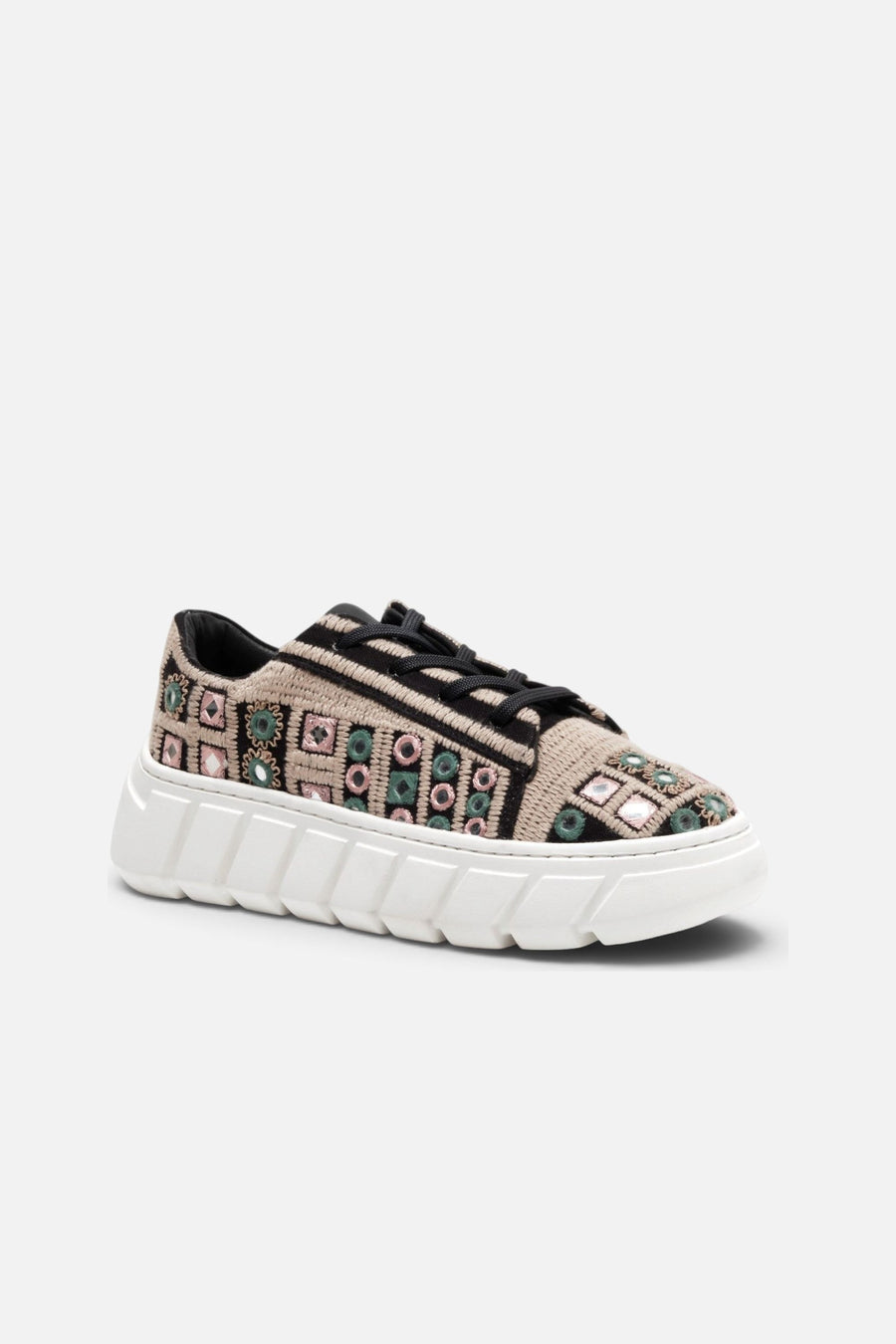 Free People Shoes Catch Me If You Can Crochet Sneakers in Black Mirror Combo – side view
