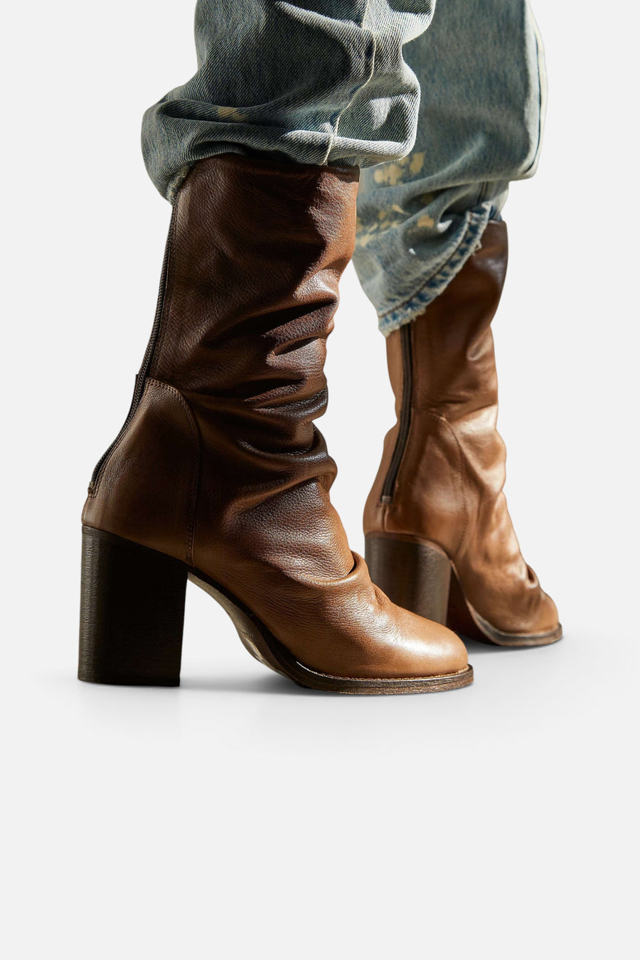 Free People Shoes Elle Block Heel Boot in Mushroom – back view
