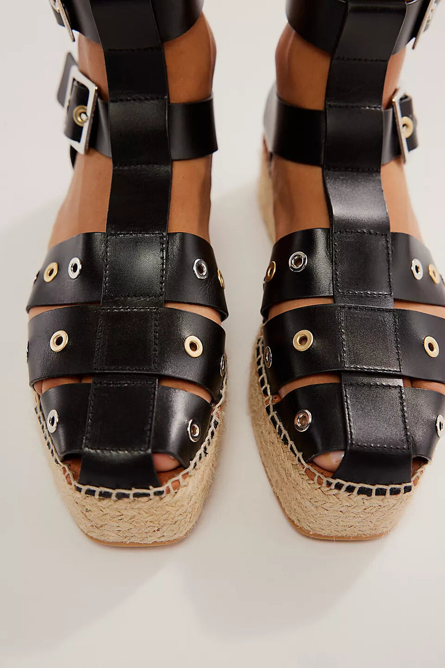 Free People Shoes Gable Gladiator Espadrilles in Black – back view