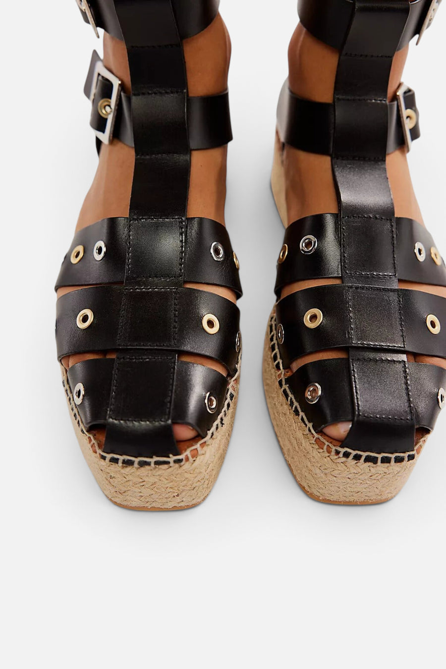 Free People Shoes Gable Gladiator Espadrilles in Black – back view