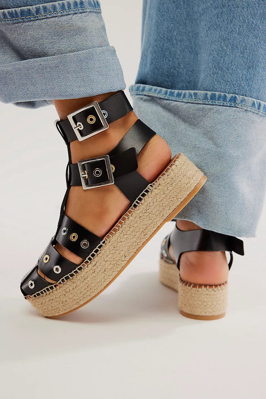 Free People Shoes Gable Gladiator Espadrilles in Black – side view