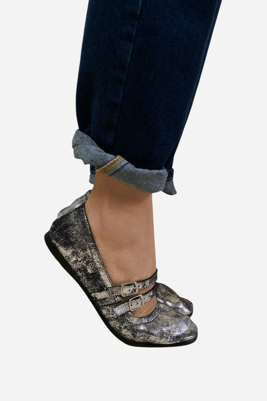 Free People Shoes Gemini Ballet Flat in Silver Distressed – alternate